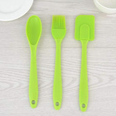 3 Piece Silicone Spatula Spoon & Brush