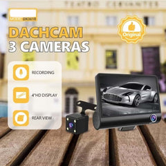 DX3618 3-Channel Car Dashcam. 4" HD display