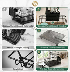 Large 2-Tier Dish Drying Rack with Draining Tray