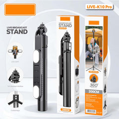 Live K10 PRO 6.5 Feet Tripod Stand Selfie