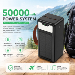Portable Solar Power Bank 50000mAh with Solar Charging Panel