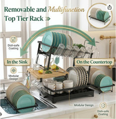 Large 2-Tier Dish Drying Rack with Draining Tray