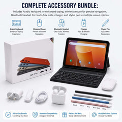 10.1 Inch Android 15 Tablet Bundle with Wireless Keyboard