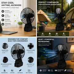 Cordless Metal Desk Fan 8-Inch with Removable Rechargeable Battery