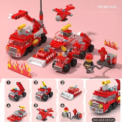 6-in-1 Fire Brigade Truck Building Blocks Set