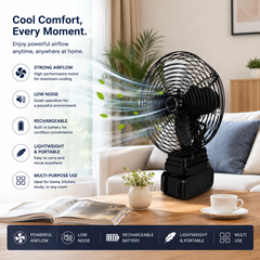 Cordless Metal Desk Fan 8-Inch with Removable Rechargeable Battery