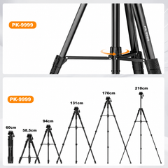 210CM Portable Camera Tripod with Hand Grip and Wireless Remote Control