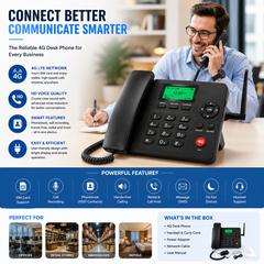 4G Wireless Desktop Telephone with SIM Card Support
