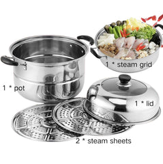 9 Liter Stainless Steel Multi-Tier Steamer Pot