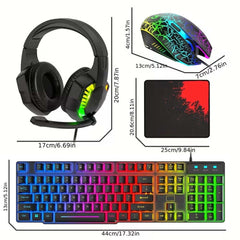 4-in-1 Gaming Combo: Wired Keyboard, Mouse, Headset