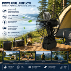 Cordless Metal Desk Fan 8-Inch with Removable Rechargeable Battery