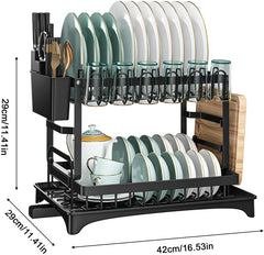 Large 2-Tier Dish Drying Rack with Draining Tray