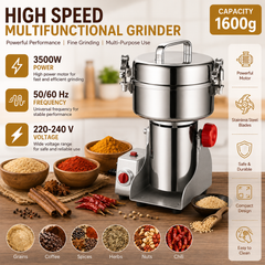 High Speed 3500W Electric Grain Grinder with 1600g Capacity Stainless Steel