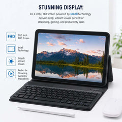 10.1 Inch Android 15 Tablet Bundle with Wireless Keyboard