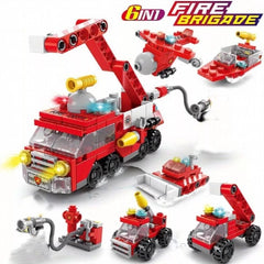 6-in-1 Fire Brigade Truck Building Blocks Set