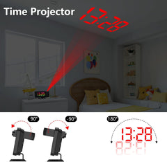 Projection Alarm Clock 180° Rotatable Ceiling