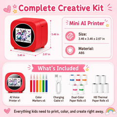 AI Voice Thermal Printer for Kids with HD Screen