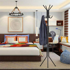 12-Hook Coat Rack Stand Wrought Iron