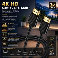 3 Meter HDMI to HDMI Cable with 4K Ultra HD