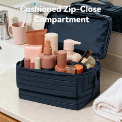Navy Blue Foldable Travel Makeup Organizer