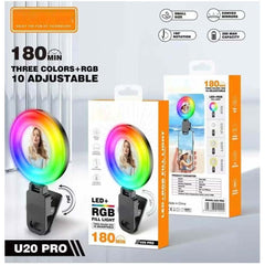 U20 PRO Ring Selfie Light RGB Clip LED Fill
