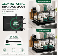 Large 2-Tier Dish Drying Rack with Draining Tray